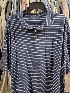 Polo by Ralph Lauren Navy and White Striped Short-Sleeve Polo